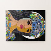 Puzzle Femme florale Couronne de fleurs (Horizontal)