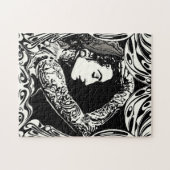 Puzzle Femme gitane tatouée en noir et blanc (Horizontal)