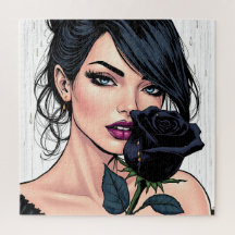 Femme gothique lunatique avec Rose Esthétique som