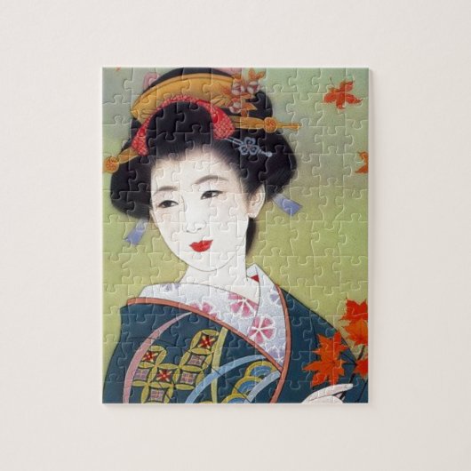 Puzzle Femme japonaise dans le kimono bleu (Vertical)