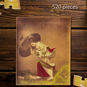 Puzzle Femme japonaise vintage au vent