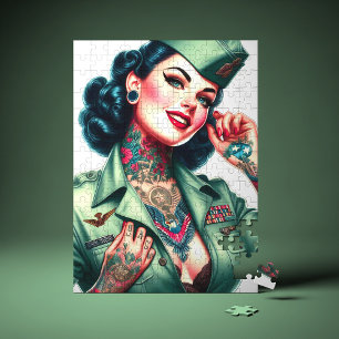 Puzzle Femme Militaire Tatouée Vintage