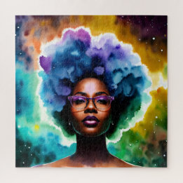Puzzle Femme Noire Avec Cheveux Afro Dans Les Lunettes Ga
