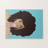 Puzzle Femme noire, Bubblegum rose, Cheveux naturels, Ble (Horizontal)