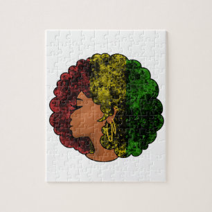 Puzzle Femme noire rasta afro rouge jaune vert