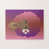 Puzzle Femme noire, Rose coloré & Violet Afro, Fleur (Horizontal)