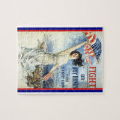 Puzzle Femme patriotique vintage avec American Flag Poste (Horizontal)