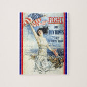Puzzle Femme patriotique vintage avec American Flag Poste (Vertical)