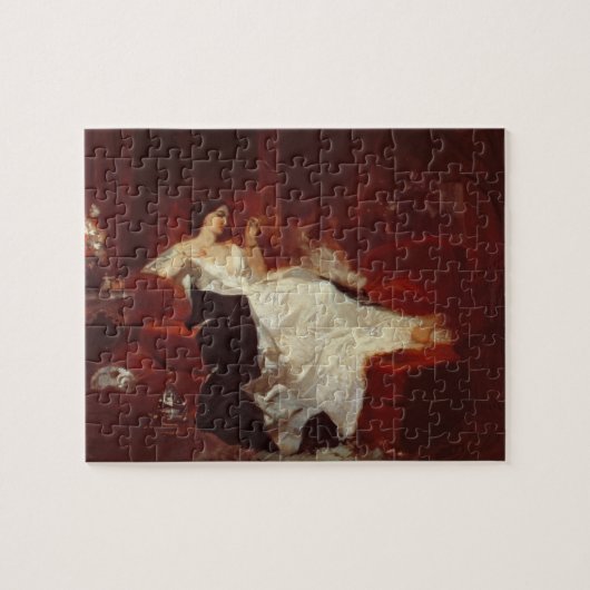 Puzzle Femme sur un sofa rouge (Horizontal)