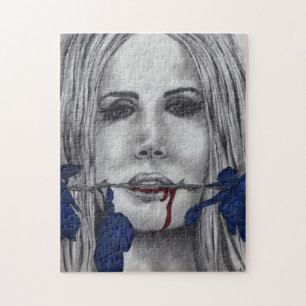 Puzzle Femme Vampire Roses Sang Art Gothique Fantastique