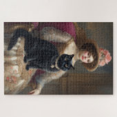 Puzzle Femme victorienne avec chat noir (Horizontal)