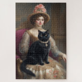 Puzzle Femme victorienne avec chat noir (Vertical)