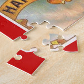 Puzzle Femme victorienne Champagne Rouge Happy (Côté)