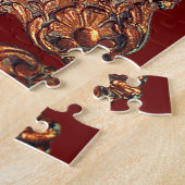 Puzzle Femme victorienne élégant cadre photo or rouge (Côté)