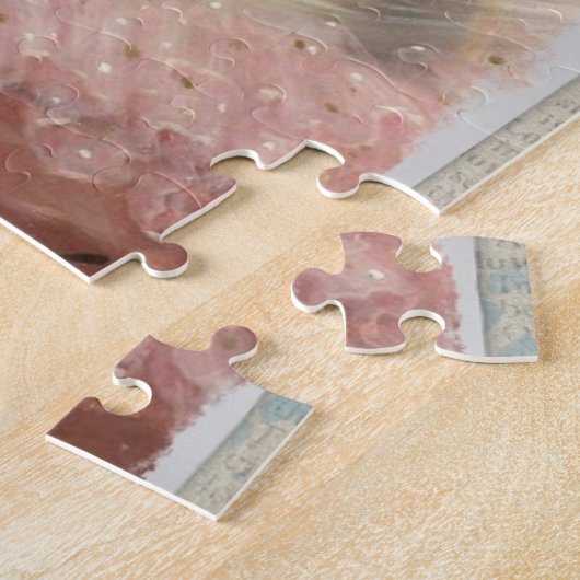 Puzzle Femme victorienne en détresse avec fleurs sur aqua (Côté)