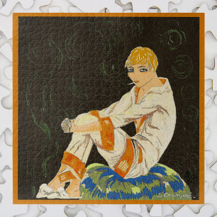Puzzle Femme Vintage Art Déco, Fumant par S. Chompre