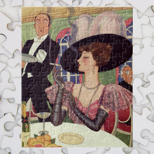 Puzzle Femme vintage Fumer Cigarette Boire Champagne