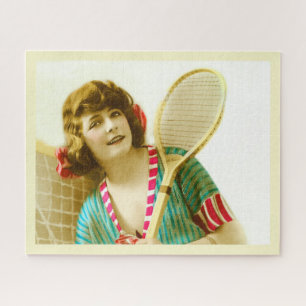 Puzzle Femme vintage prête pour le tennis