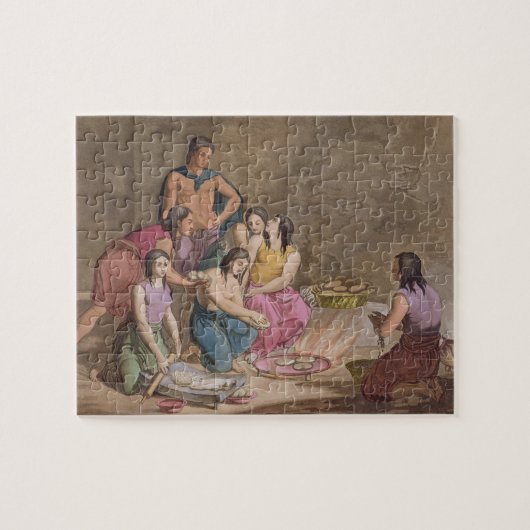 Puzzle Femmes aztèques faisant le pain de maïs, Mexique, (Horizontal)