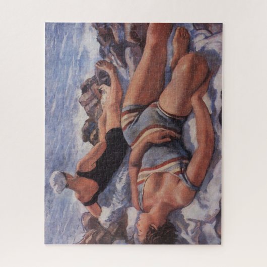 Puzzle Femmes bronzage sur la plage (par Serebriakova) (Vertical)