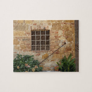 Puzzle Fenêtre et mur en pierre ancien, Pienza, Italie