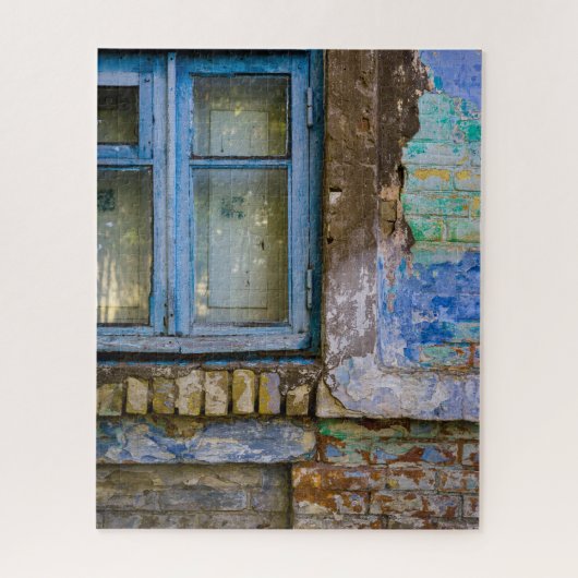 Puzzle Fenêtre Rustique Maison en bois de brique ancienne (Vertical)