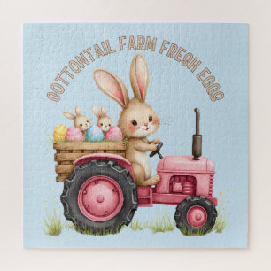 Puzzle Ferme de lapin de Pâques fantaisiste tracteur vint