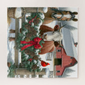 Puzzle Ferme de Noël Brown pour le cheval et la vache (Horizontal)