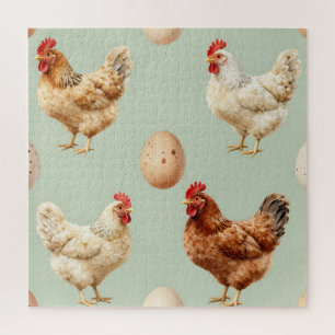 Puzzle Ferme de poules réalistes motif d'œufs frais
