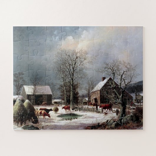 Puzzle Ferme en hiver George Henry Durrie 1858 (Horizontal)