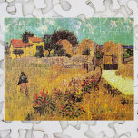 Puzzle Ferme en Provence par Vincent van Gogh<br><div class="desc">Ferme de Provence par Vincent van Gogh est une peinture architecturale vintage de post impressionnisme d'art avec un paysage avec un fermier dans les prés et une porte menant à une ferme dans le sud de la France. À propos de l'artiste : Vincent Willem van Gogh était un peintre post...</div>