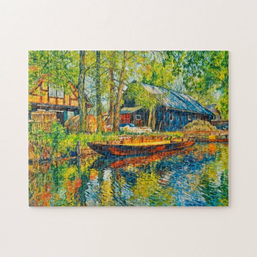 Puzzle Ferme impressionniste de la Spreewald avec bateau (Horizontal)