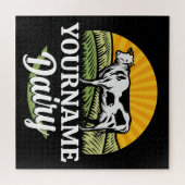 Puzzle Ferme laitière Sunset ADD NOM Vache Holstein en pâ (Horizontal)