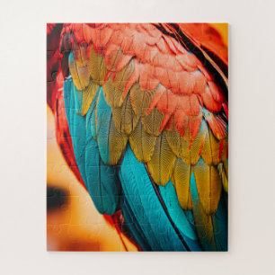 Puzzle Fermer Plumes d'oiseaux perroquets