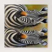Puzzle Fermer Zebra Pair Bold et Striking Wildlife (Horizontal)
