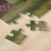 Puzzle Fermes | Grange rouge rustique avec drapeau améric (Côté)