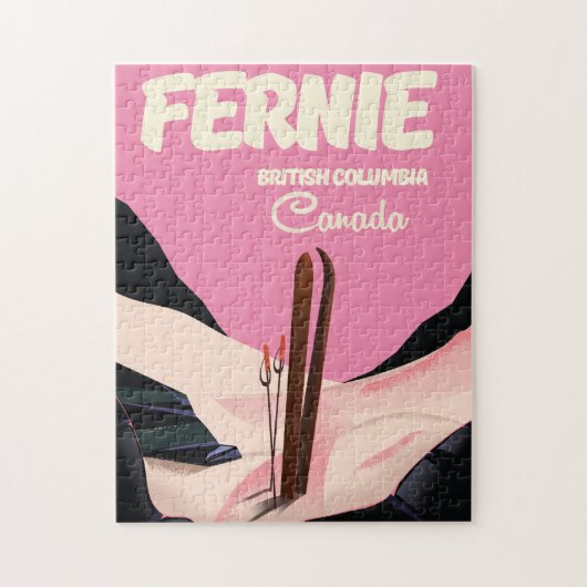 Puzzle Fernie Colombie-Britannique Affiche de ski (Vertical)
