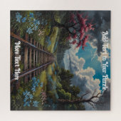 Puzzle ferroviaire pittoresque avec arbres et fleu (Horizontal)