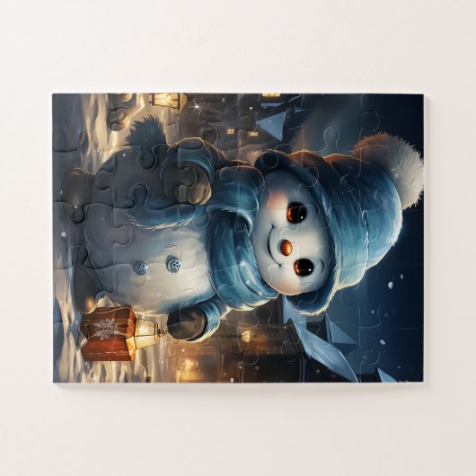 Puzzle Festif mignon hiver Noël Fêtes Snowman Jigs (Horizontal)
