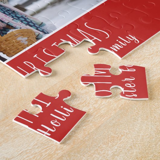 Puzzle Festif Rouge Script photo Noël (Côté)