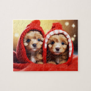 Puzzle "Festive Christmas Puppy Duo