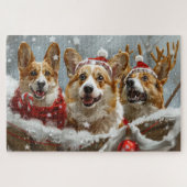Puzzle Festive de Noël de Chien de Corgi (Horizontal)
