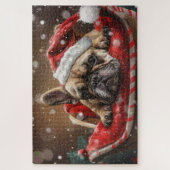 Puzzle Festive de Noël de Chien de taureaux français (Vertical)