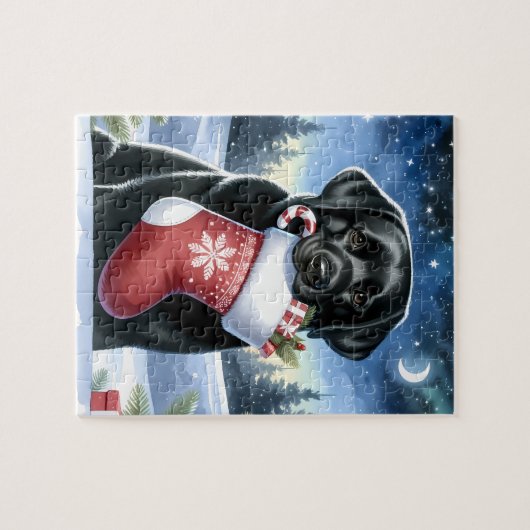 Puzzle Festive Labrador Retriever Chien Noël de Noël (Horizontal)