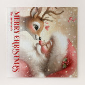 Puzzle Festive Santa Claus Rudolph Personalized Kids Gift (Horizontal)