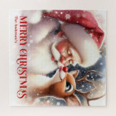 Puzzle Festive Santa Claus Rudolph Personalized Kids Gift (Horizontal)