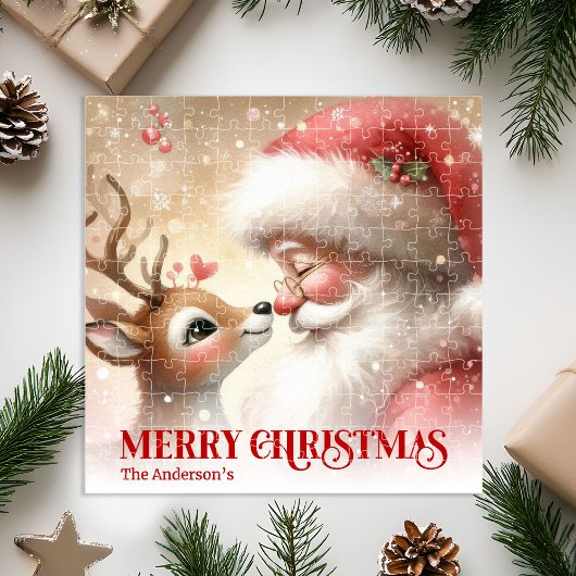Puzzle Festive Santa Claus Rudolph Personalized Kids Gift