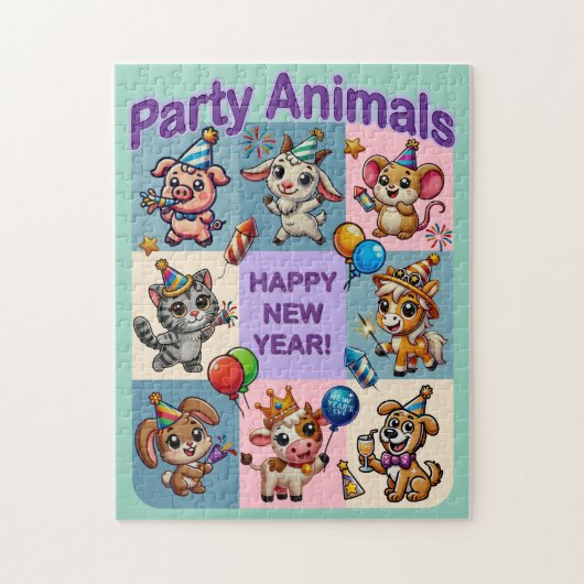 Puzzle Fête Animale "Bonne Année" (Vertical)