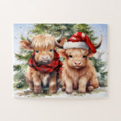 Puzzle Fête Cosy Highland Cow Noël (Horizontal)