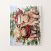 Puzzle Fête Cosy Highland Cow Noël (Vertical)